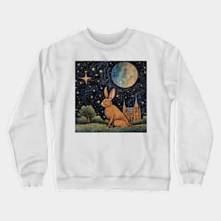 Hare, Pagan Hare, Pagan Art, Moon, Animal, Crewneck Sweatshirt